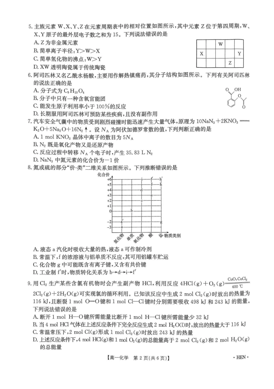 河南省创新发展联盟2024-2025学年高一下学期6月期末化学试题.pdf_第2页