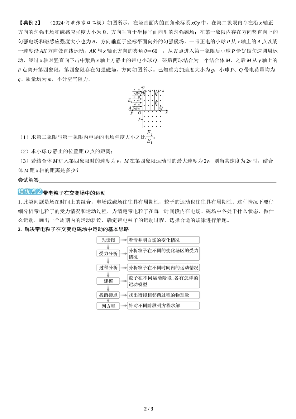素养培优4　带电粒子（体）在叠加场、交变场中的运动(1)-2025版三维设计二轮复习高考物理.docx_第2页