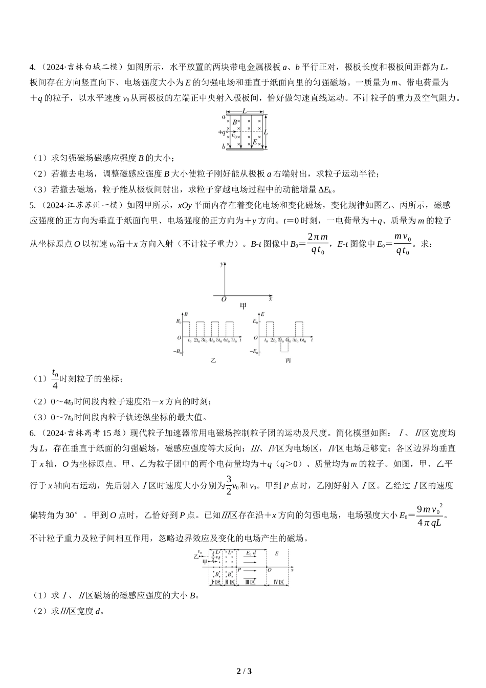 素养培优4　带电粒子（体）在叠加场、交变场中的运动(2)-2025版三维设计二轮复习高考物理.docx_第2页