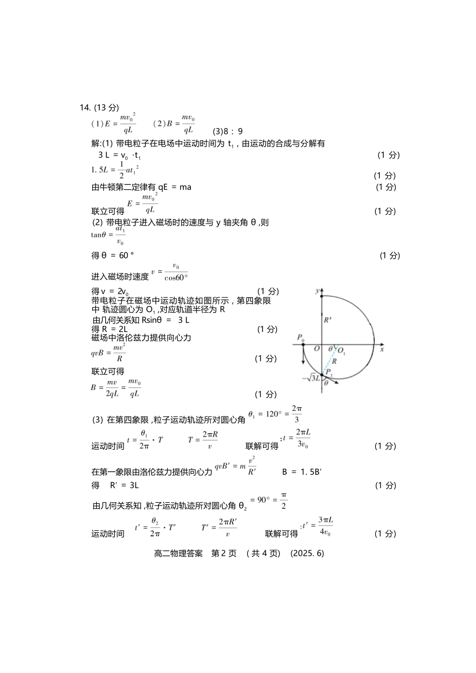 物理试卷答案【河南卷】【高二】【新高考I卷】河南省洛阳市2024-2025学年6月高二下学期质量检测（6.12-6.13）.docx_第2页