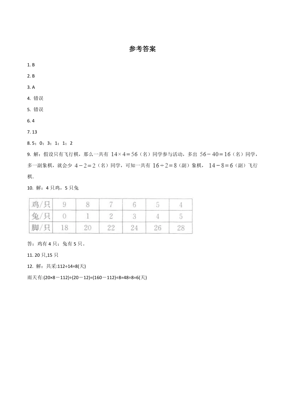 9.数学广角——鸡兔同笼 课时练02含答案.pdf_第3页