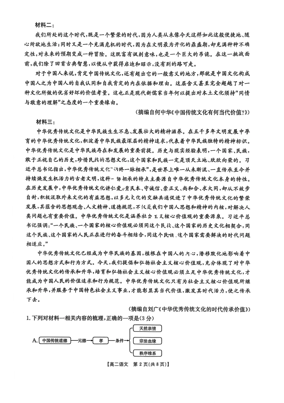 语文试题-湖北省十堰市2024-2025学年度高二下学期期末调研考试.pdf_第2页