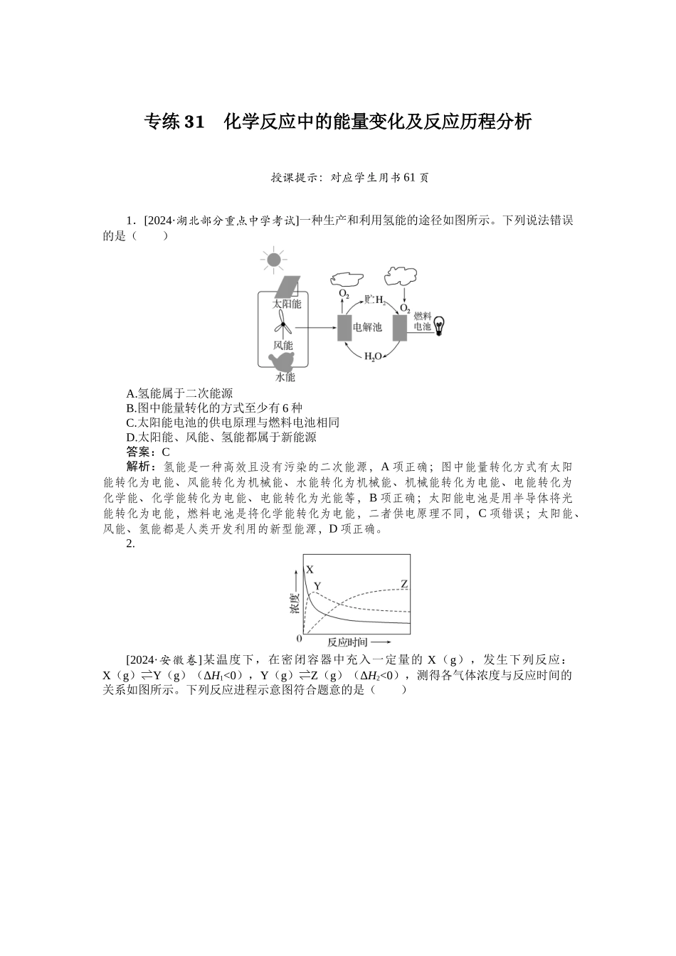专练31-2025版《微专题小练习》化学.docx_第1页