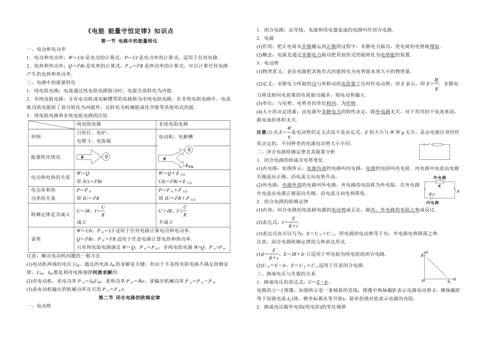 章节知识点总结 高二上学期物理人教版2019必修三选修一选修二_含答案.pdf_第1页