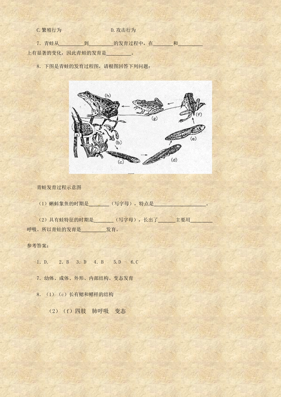 7.1.3两栖动物的生殖和发育同步练习3含答案.pdf_第2页