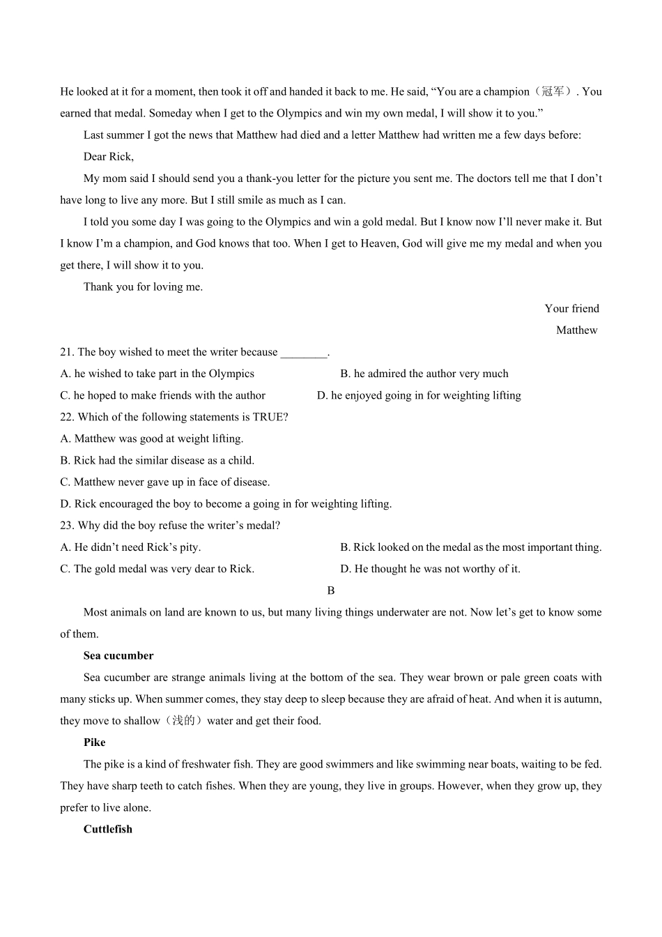 人教版（2019高中英语必修第一册：Unit1Teenagelife单元测试（含答案与解析.pdf_第3页
