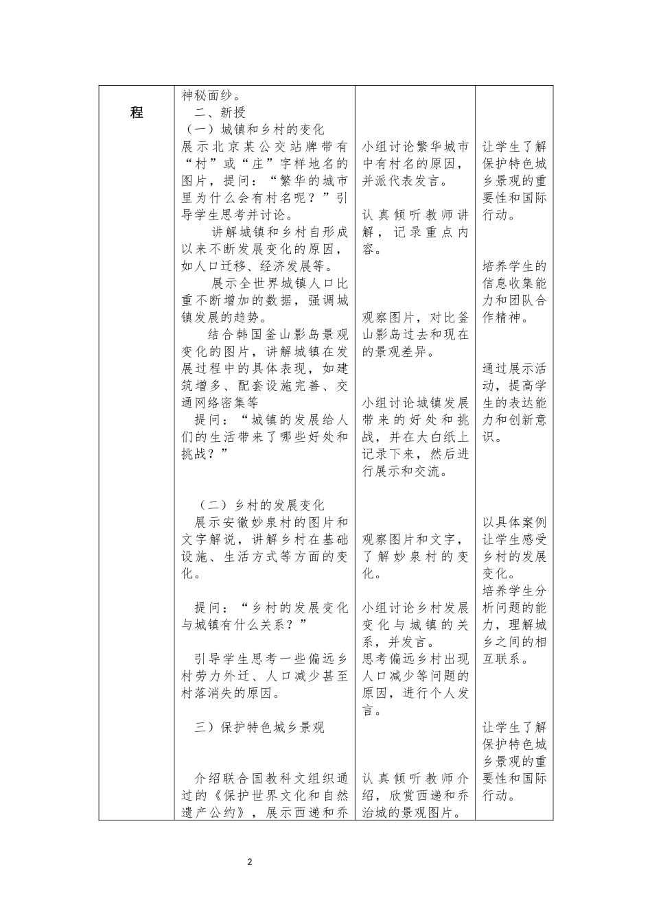 地理人教版2024版七年级初一上册5.2城镇与乡村教学教案教学设计02.docx_第2页