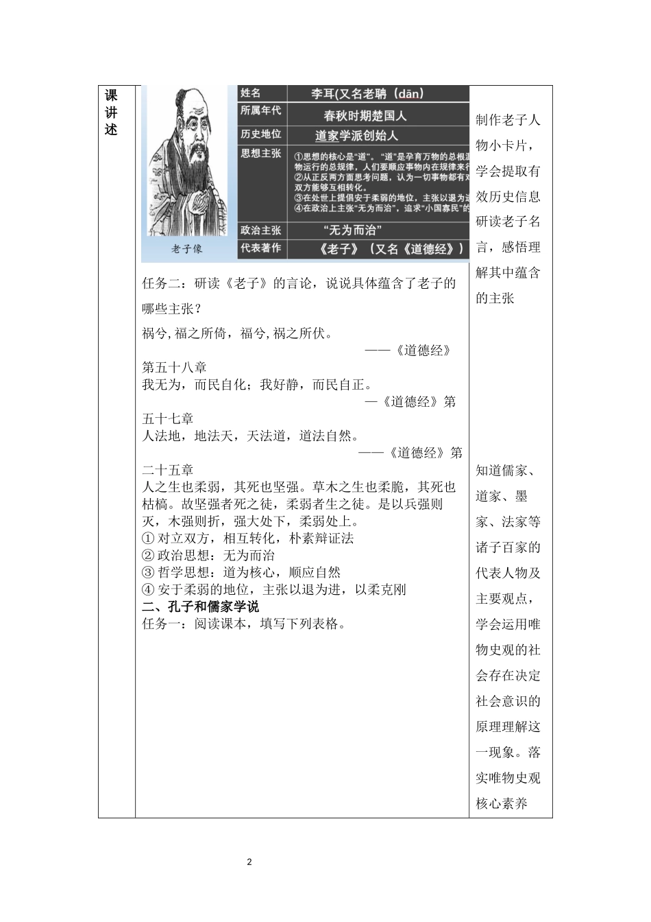 历史部编版2024版七年级初一上册第7课百家争鸣教学教案03.docx_第2页