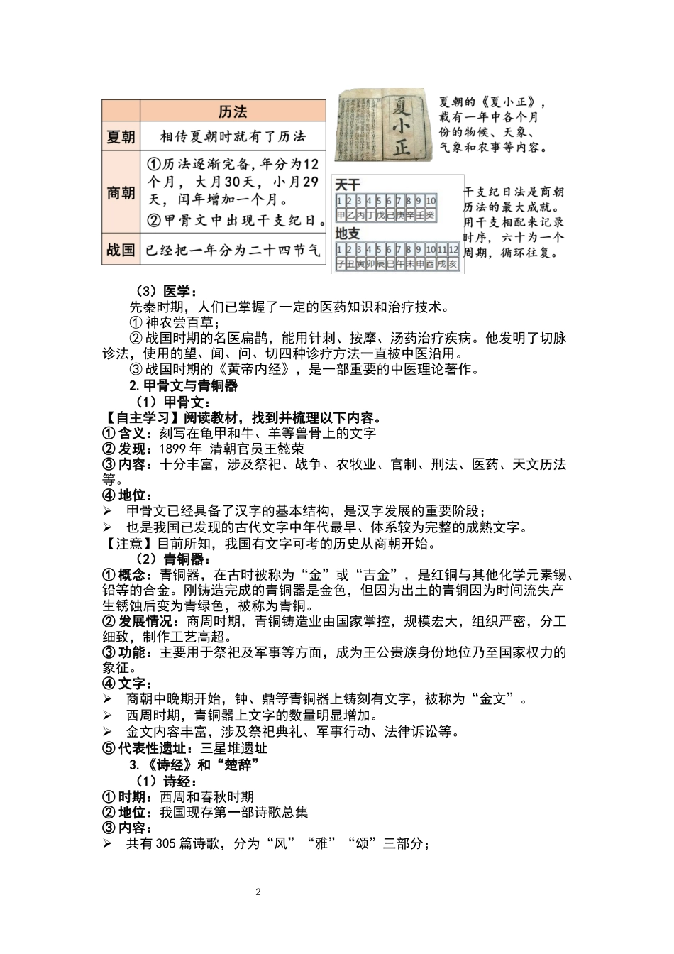 历史部编版2024版七年级初一上册第8课夏商周时期的科技与文化教学教案01.docx_第2页