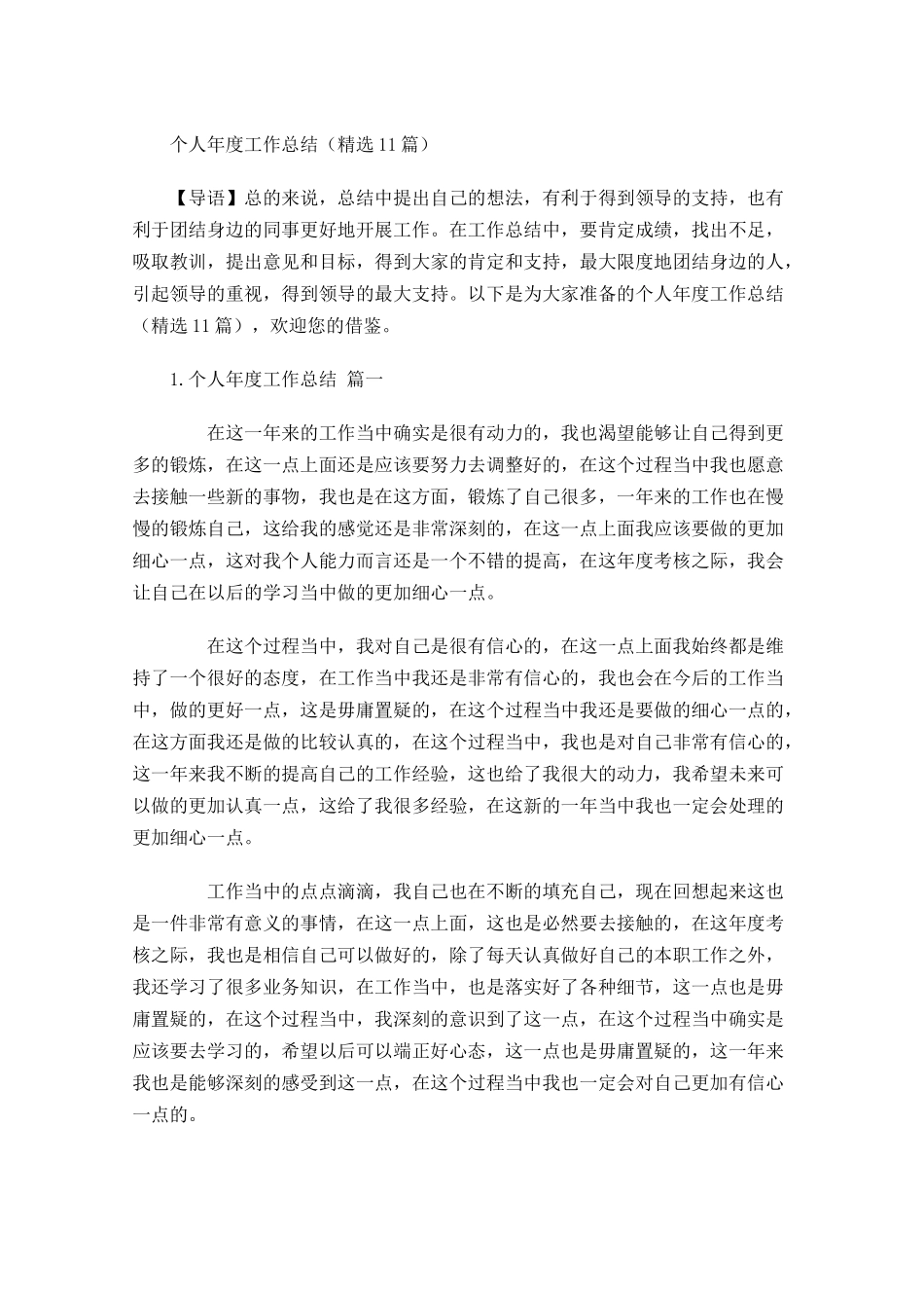 个人年度工作总结（精选11篇）.docx_第1页