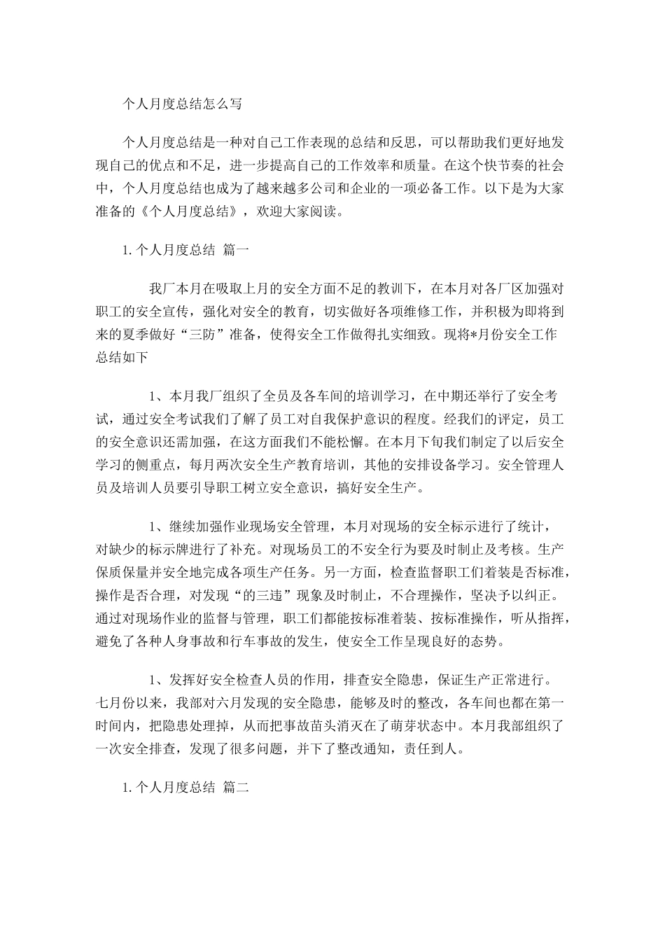 个人月度总结怎么写.docx_第1页
