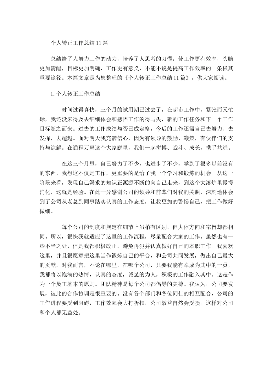 个人转正工作总结10篇.docx_第1页