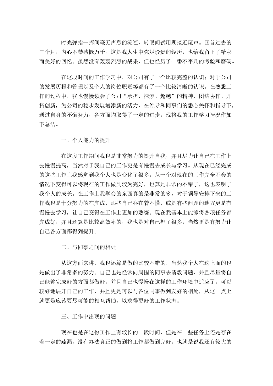 个人转正工作总结及不足之处.docx_第3页
