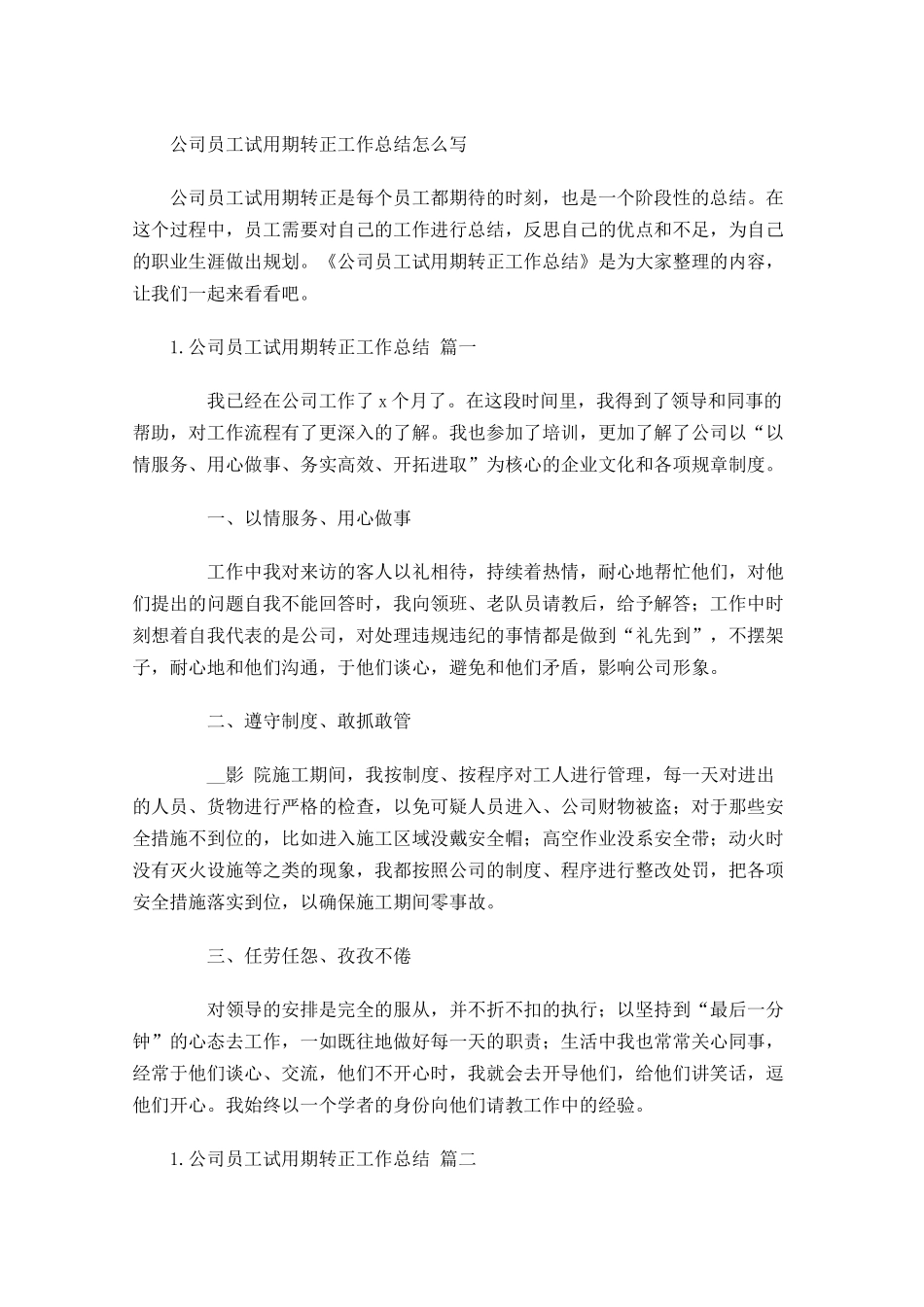 公司员工试用期转正工作总结怎么写.docx_第1页