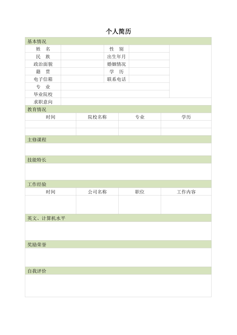 空白表格简历模板2款12.docx_第2页