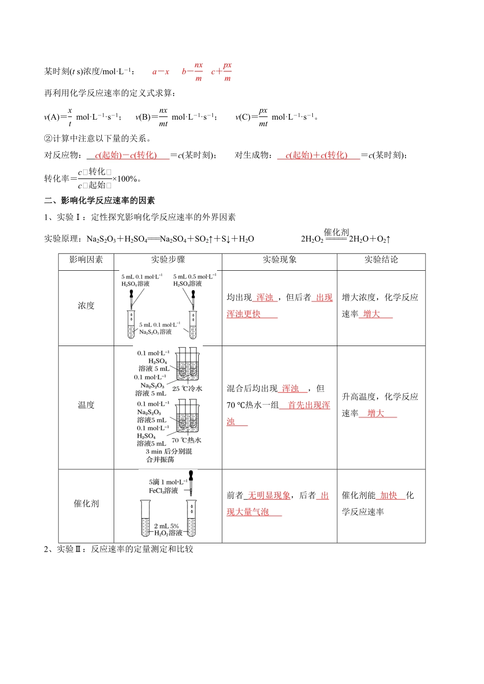 第2章化学反应速率与化学平衡-高中化学全册必背章节知识清单（新人教版选择性必修1）（教师版）.pdf_第2页