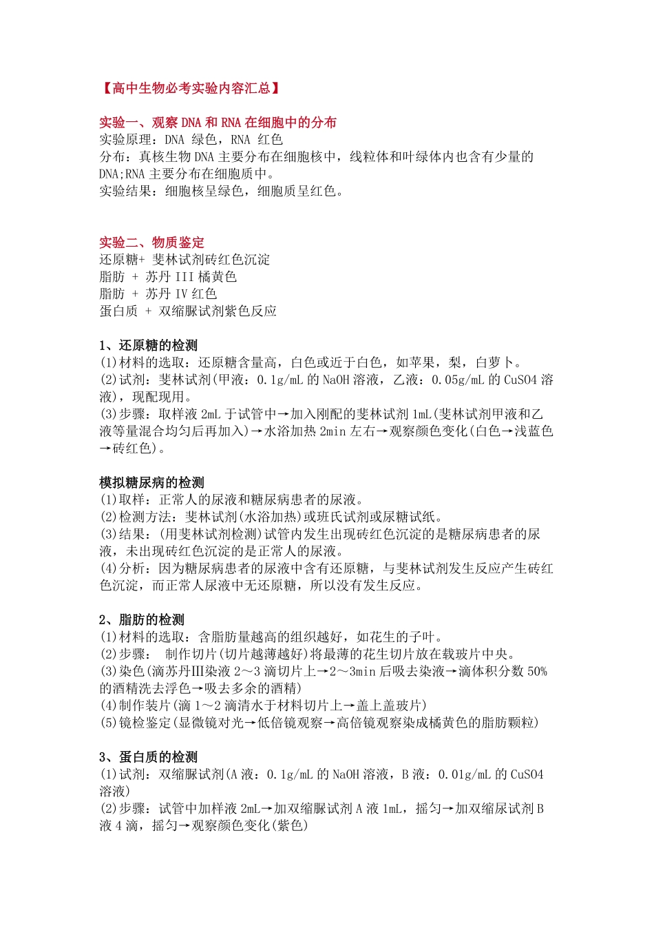 高中生物常考实验内容汇总.pdf_第1页