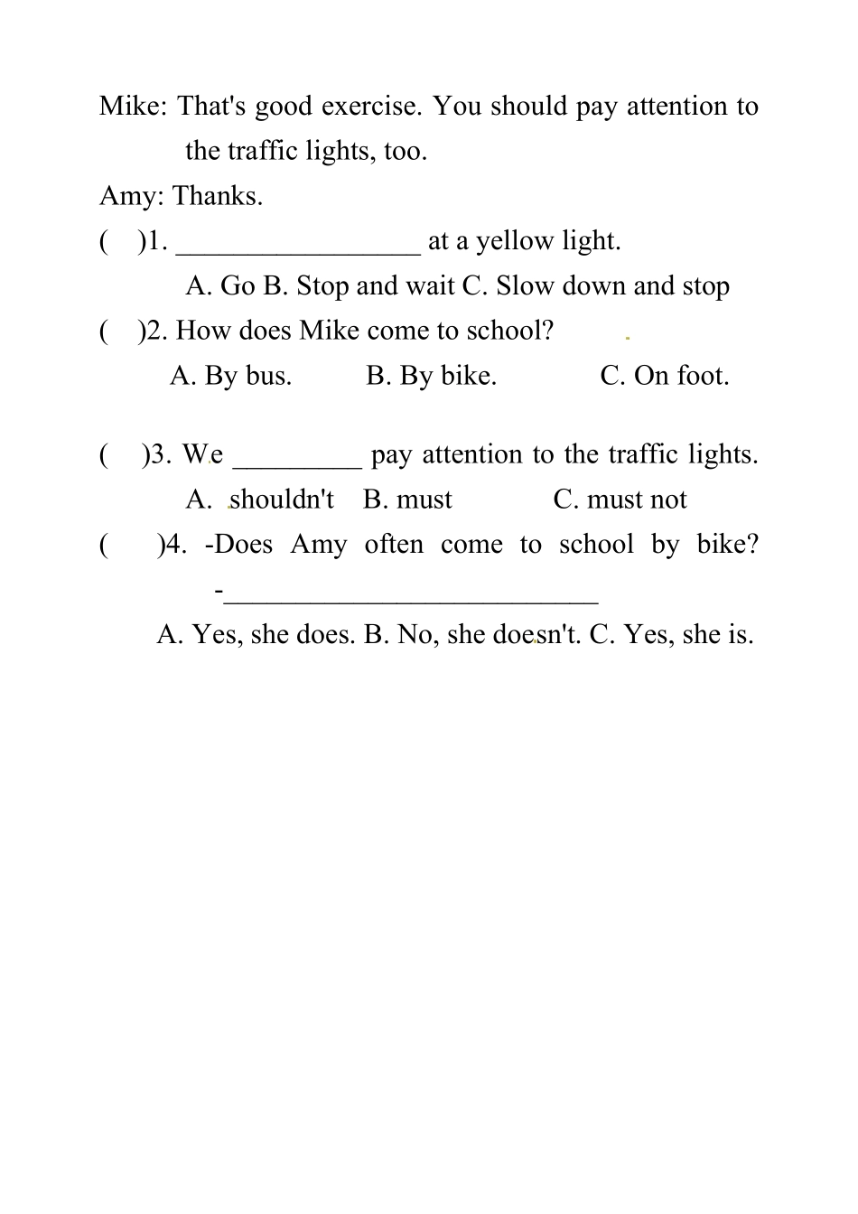 六年级上册英语同步练习Unit2WaystogotoschoolPBLet'stalk人教PEP-含答案.pdf_第3页
