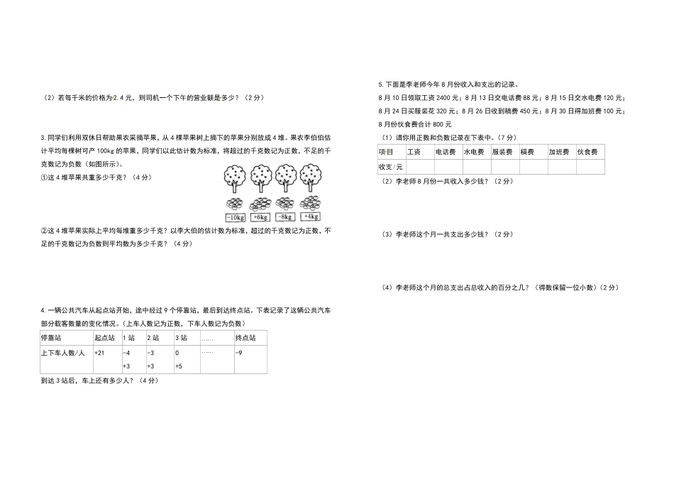 六年级数学下册第一单元负数检测卷提高卷人教版-含答案.pdf_第3页