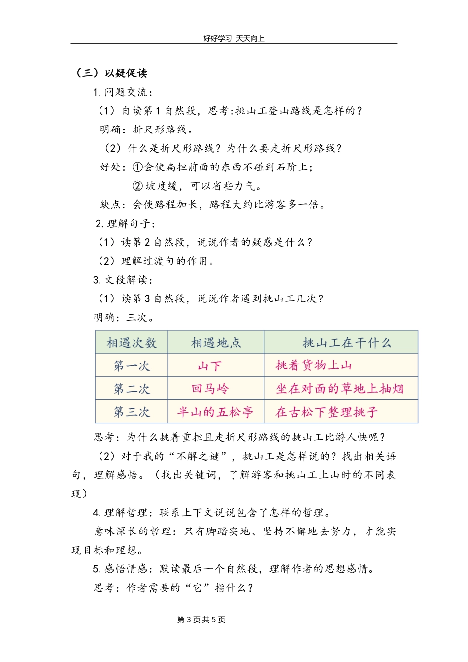 四年级下册语文部编版第25课《挑山工》教学设计教案.docx_第3页