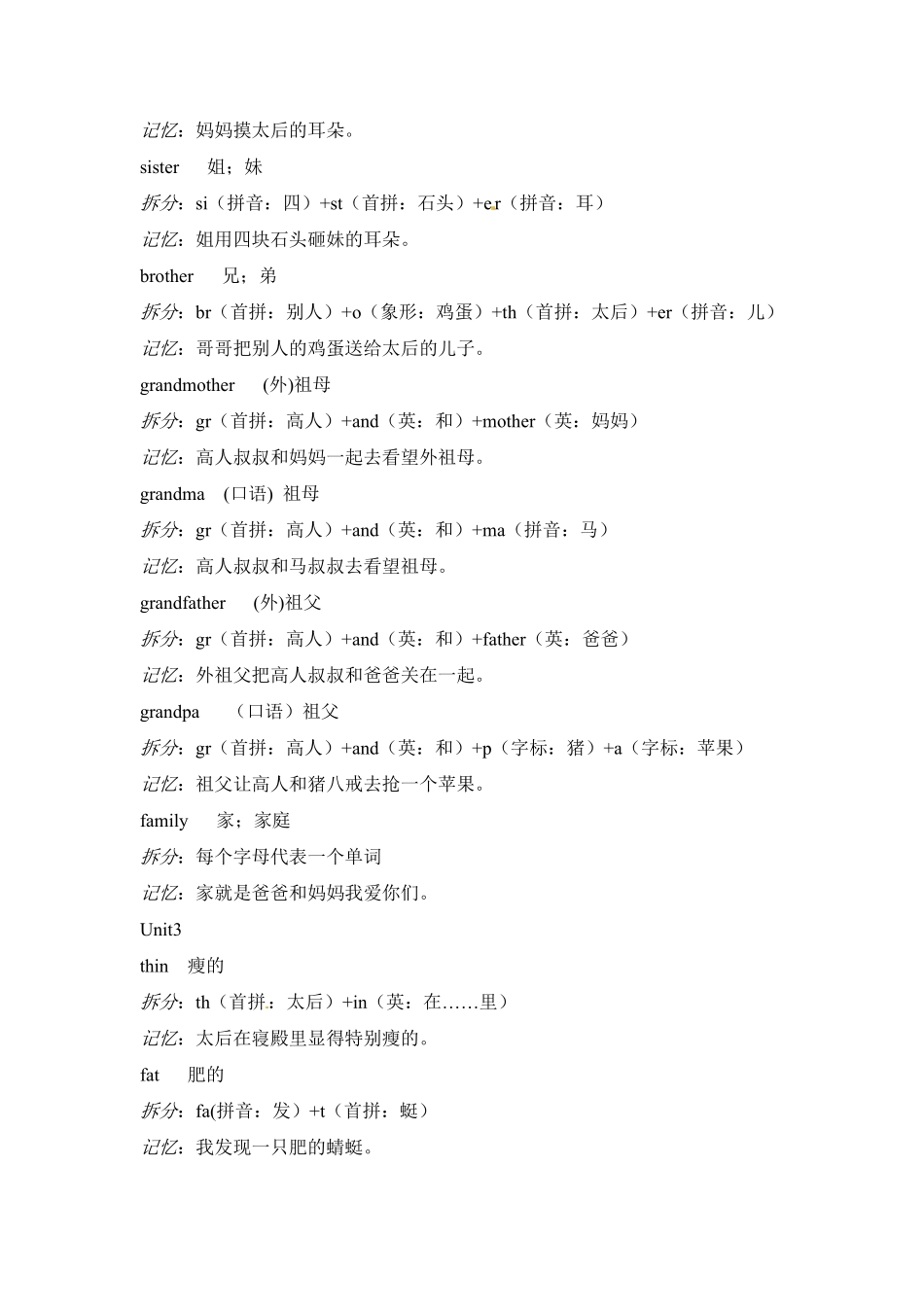 人教PEP版英语三年级下册素材-单词趣味记忆法｜含答案.pdf_第3页