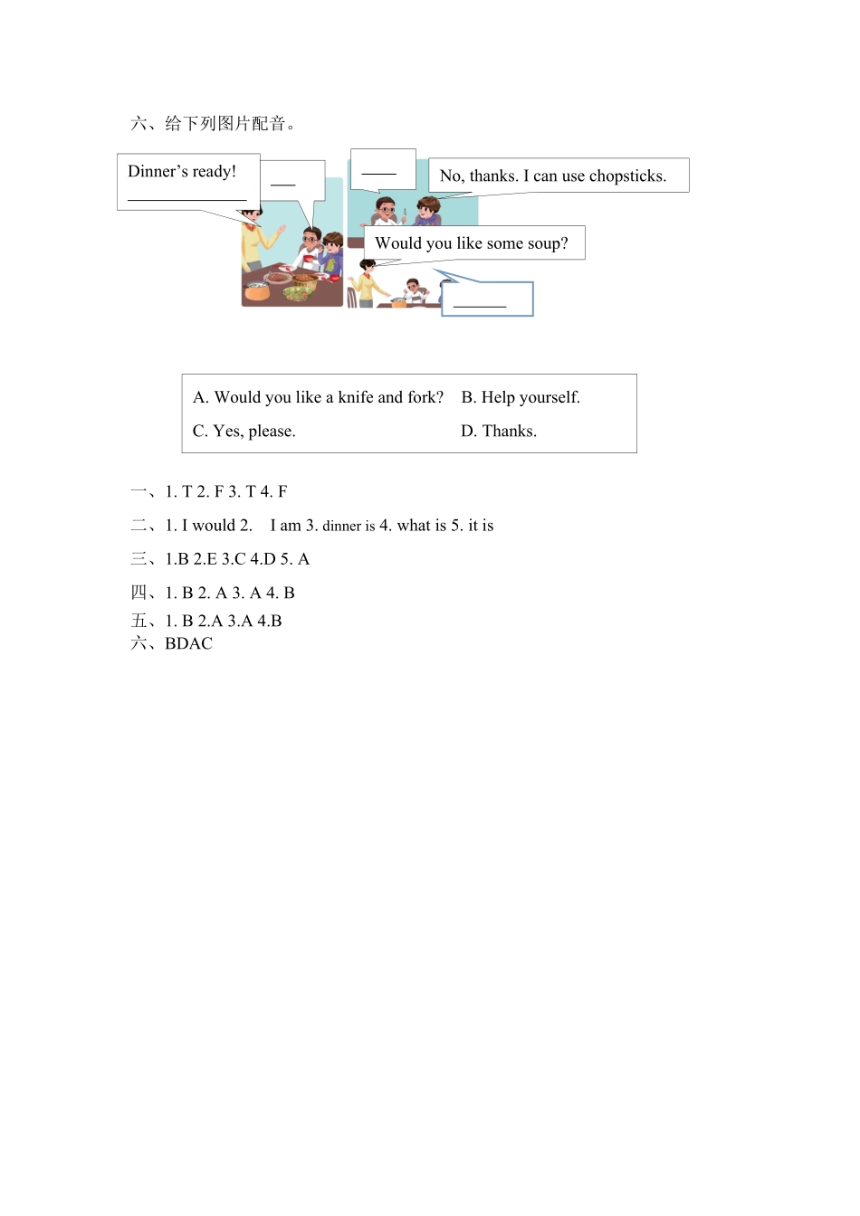 人教PEP版英语四年级上册课时练习-Unit5Dinner'sready第四课时含答案.pdf_第3页