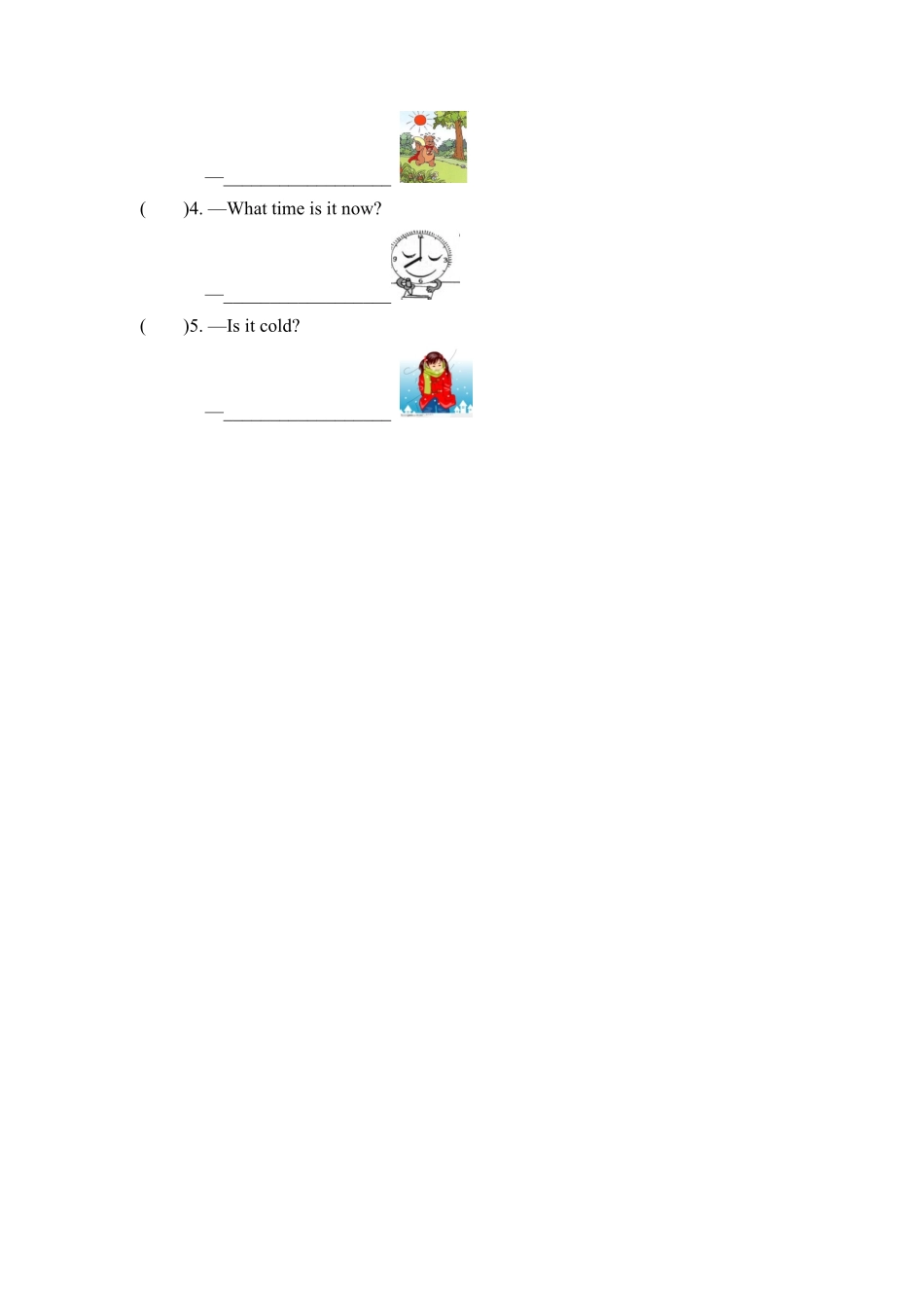 人教PEP版英语四年级下册一课一练-Unit3Weather课时4含答案.pdf_第3页