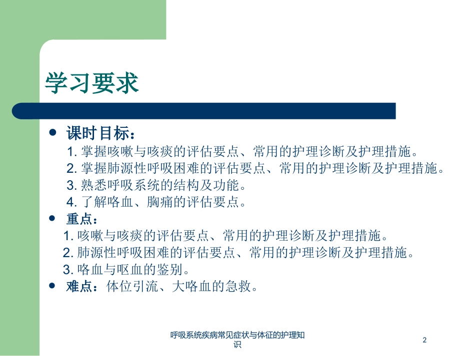 呼吸系统疾病常见症状与体征的护理知识培训课件.pptx_第2页