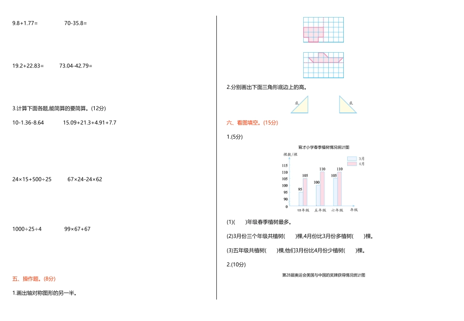 人教版小学四年级下册数学期末检测1-含答案.pdf_第2页
