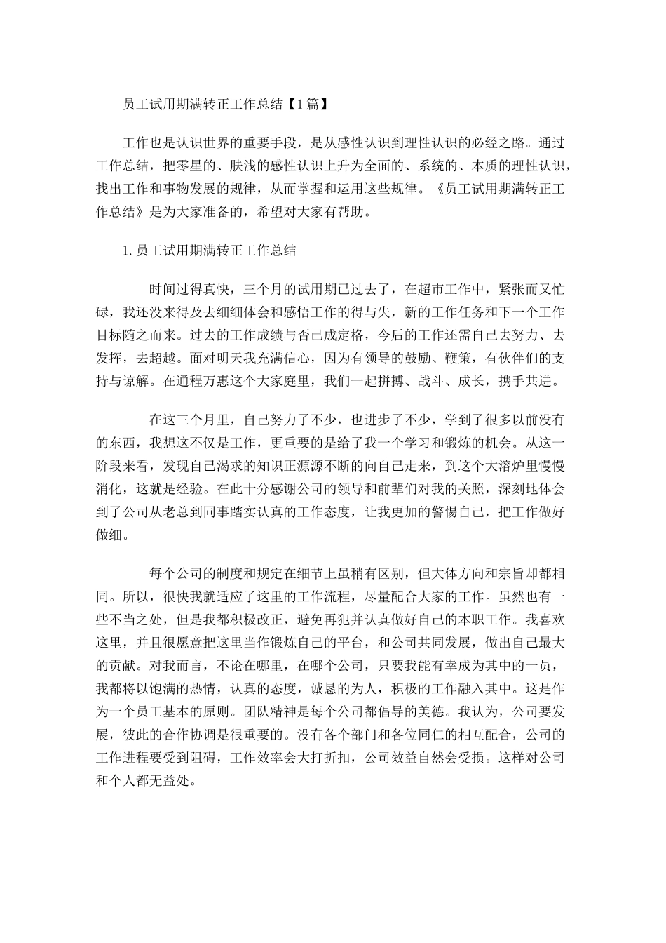 员工试用期满转正工作总结【5篇】.docx_第1页
