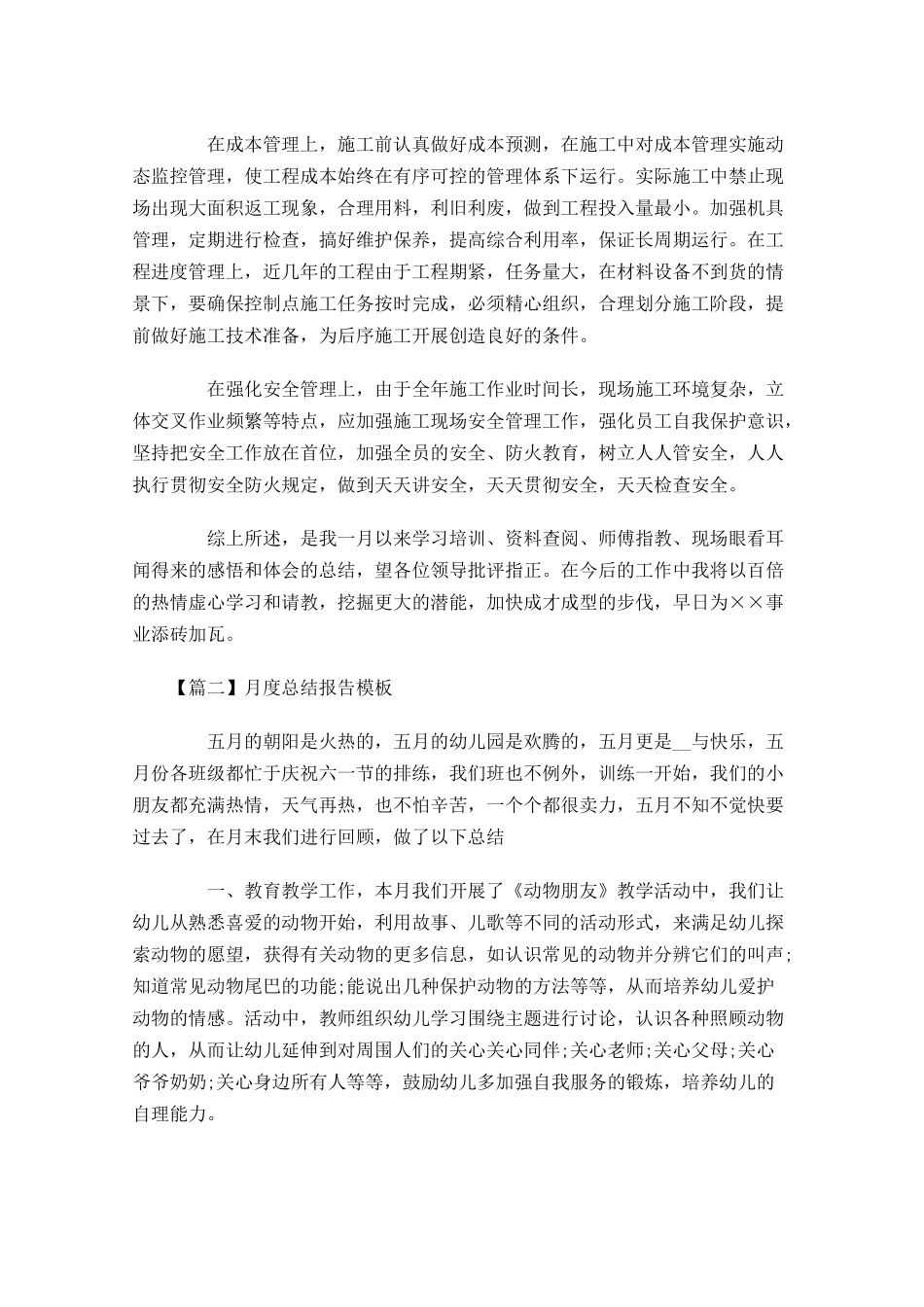 月度总结报告模板.docx_第2页