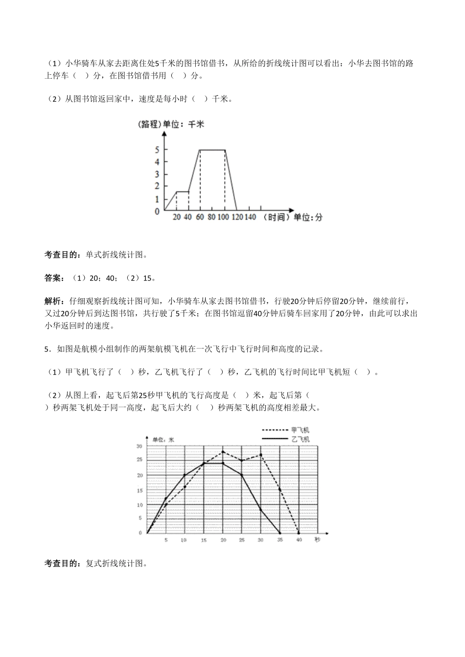 人教版小学五年级数学下册《折线统计图》同步练习含答案.pdf_第3页