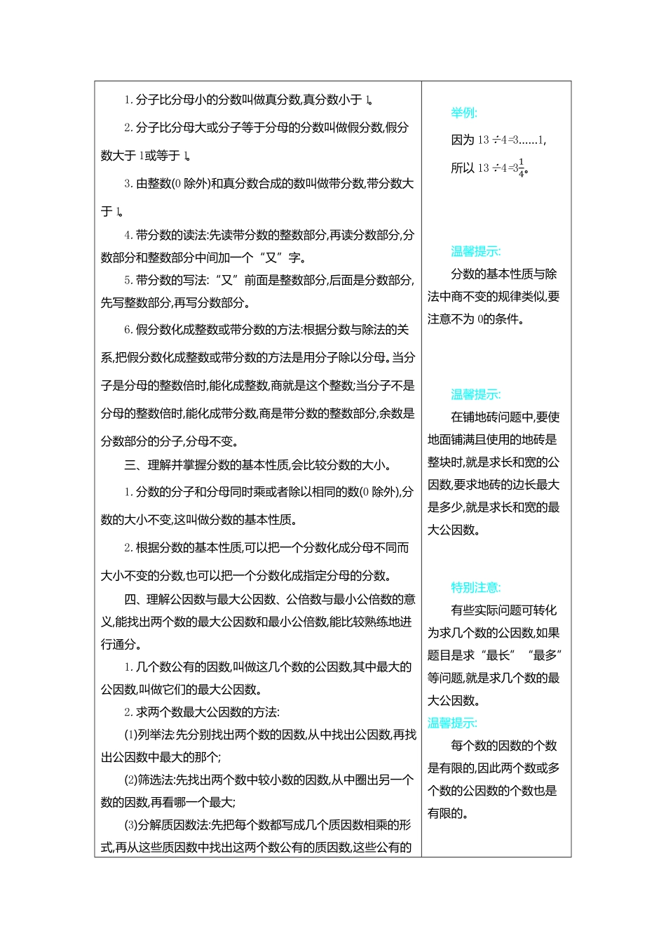 人教数学五年年级下册期末复习4分数的意义和性质.pdf_第2页