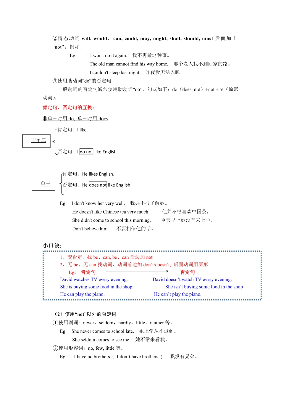 小升初语法专题---陈述句6页.pdf_第2页