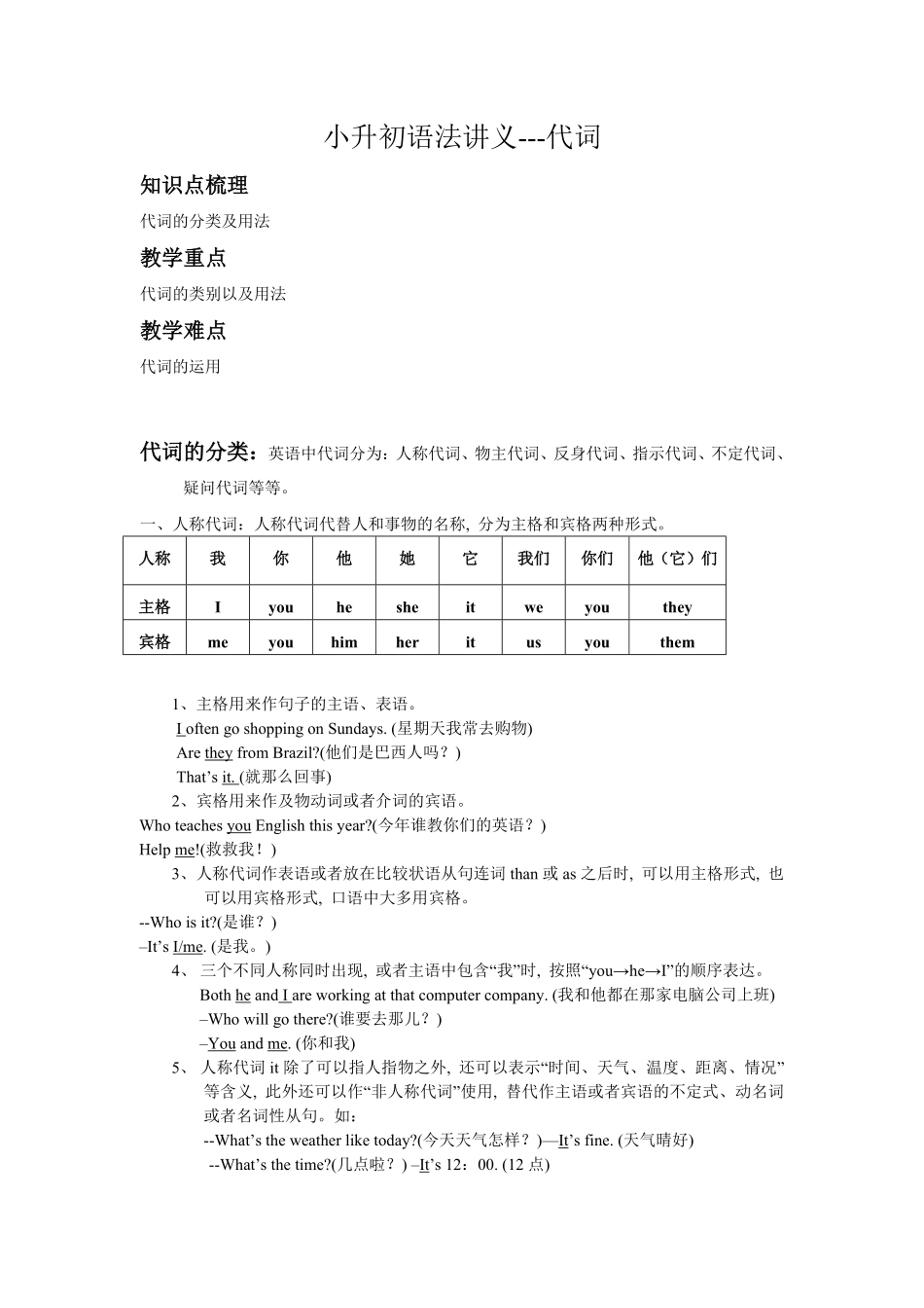 小升初语法专题---代词12页.pdf_第1页