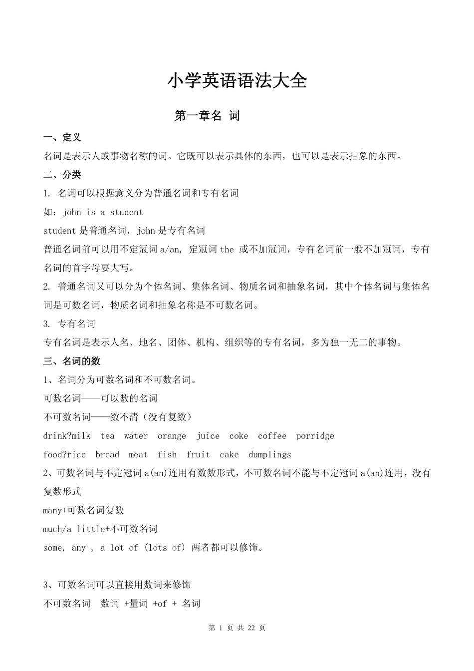 小学英语语法知识点汇总22页.pdf_第1页