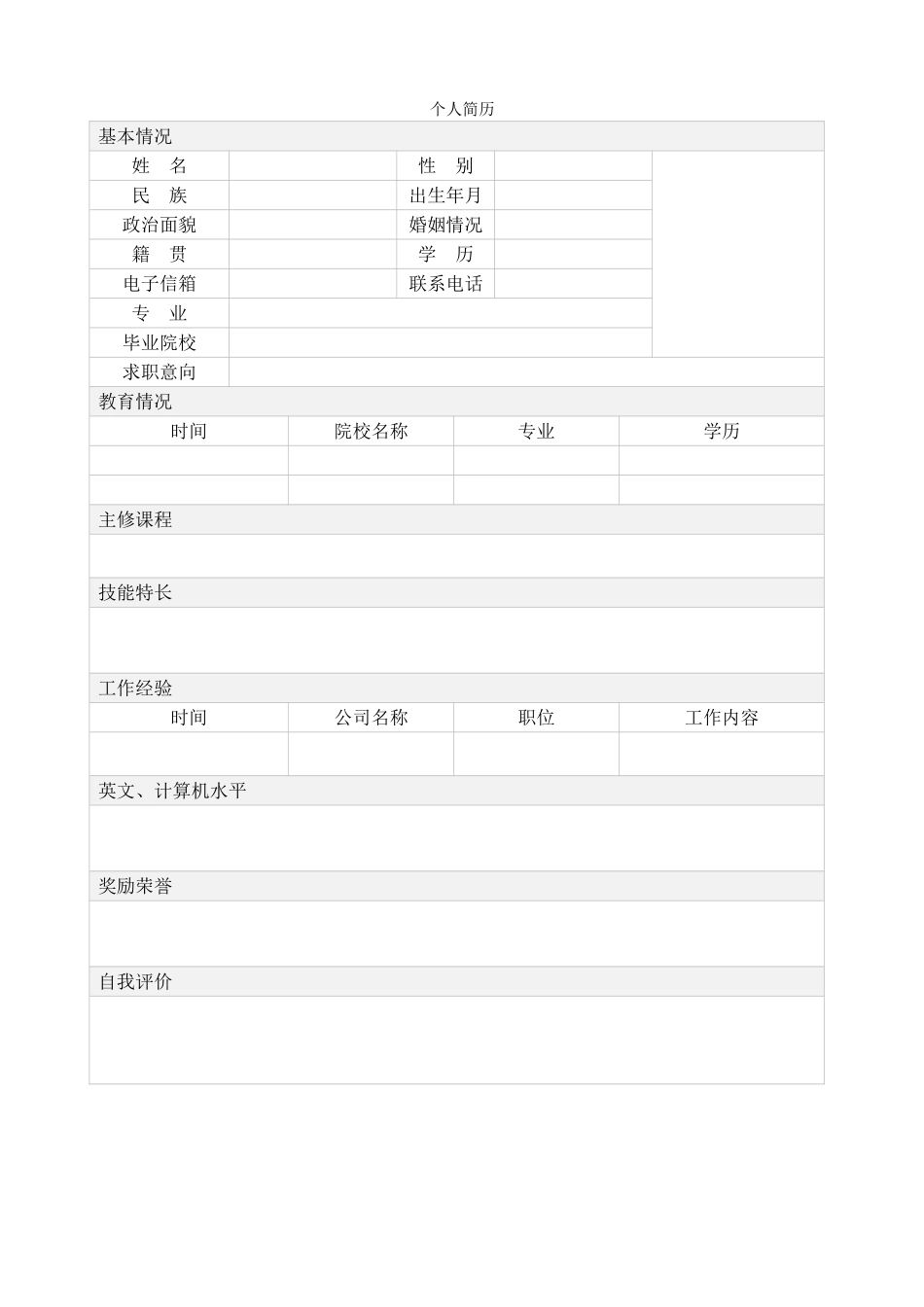 空白表格简历模板2款1.doc_第1页