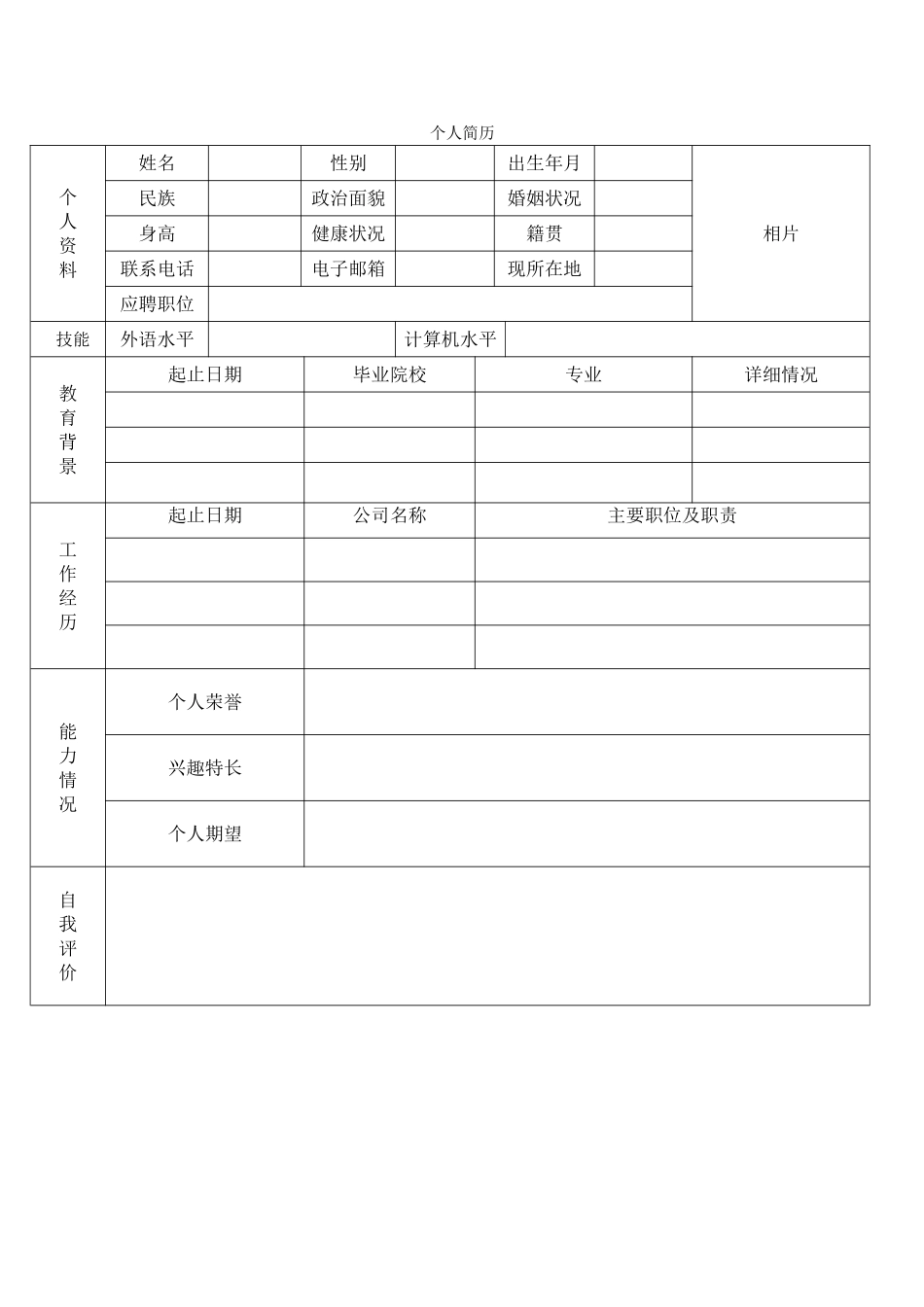空白表格简历模板2款1.doc_第2页