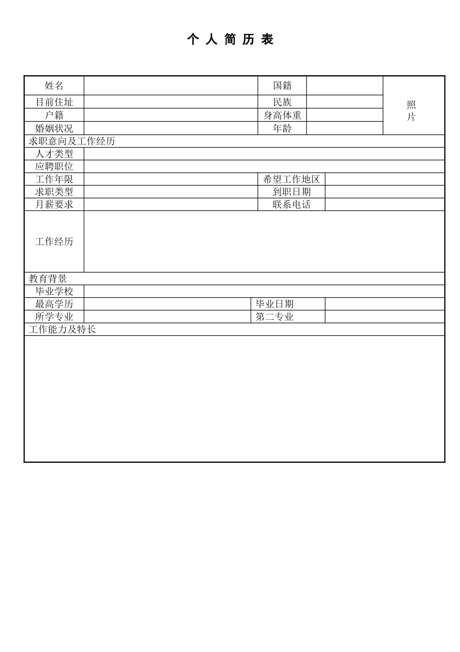 空白表格简历模板2款21.doc_第2页