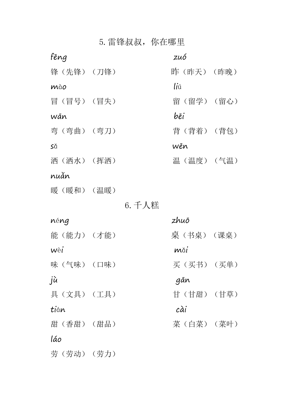 有答案-人教部编版二年级语文下册二年级语文下册重点生字组词.pdf_第3页