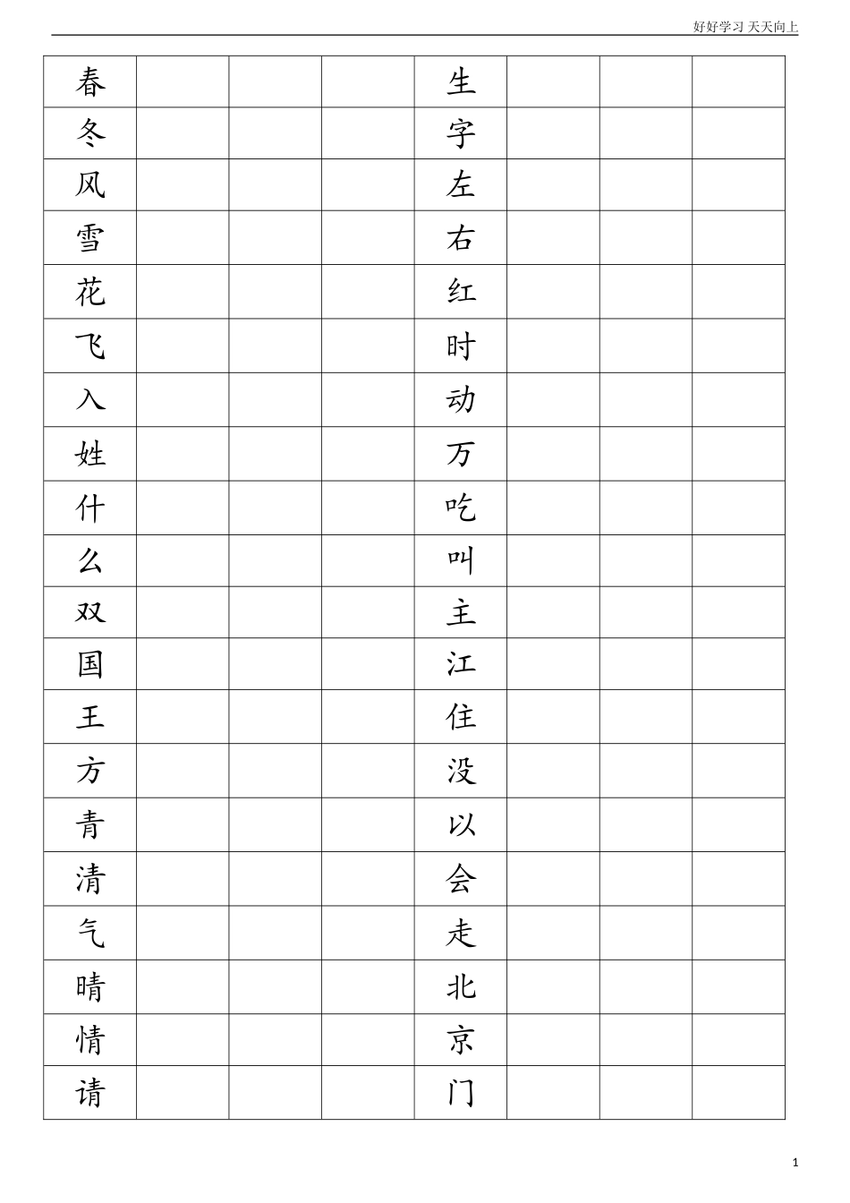 人教部编版小学语文一年级下册新人教版小学一年级语文下册生字2试卷含答案.doc_第1页