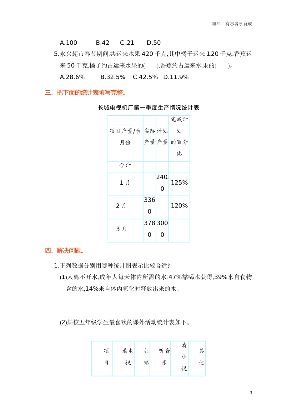 人教新课标数学六年级上学期第7单元测试卷1（含答案）.doc_第3页