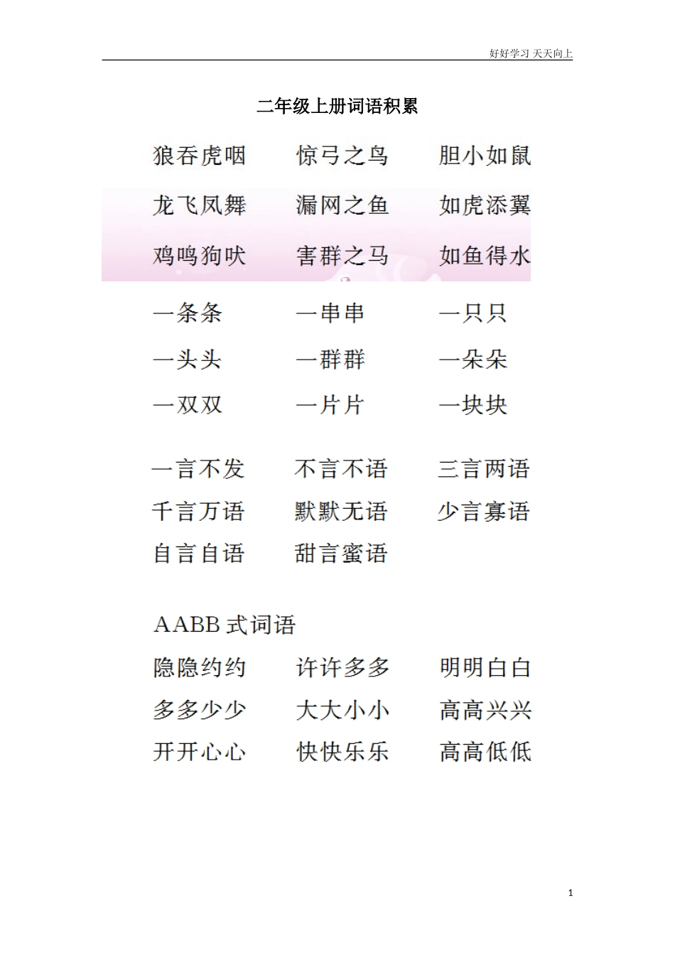 新人教部编版二年级上册二年级上册词语积累同步练习试题试卷含答案.doc_第1页