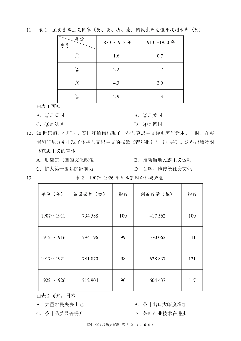 2024～2025学年度下期高中2023级期末考试历史试题（6页）.pdf_第3页