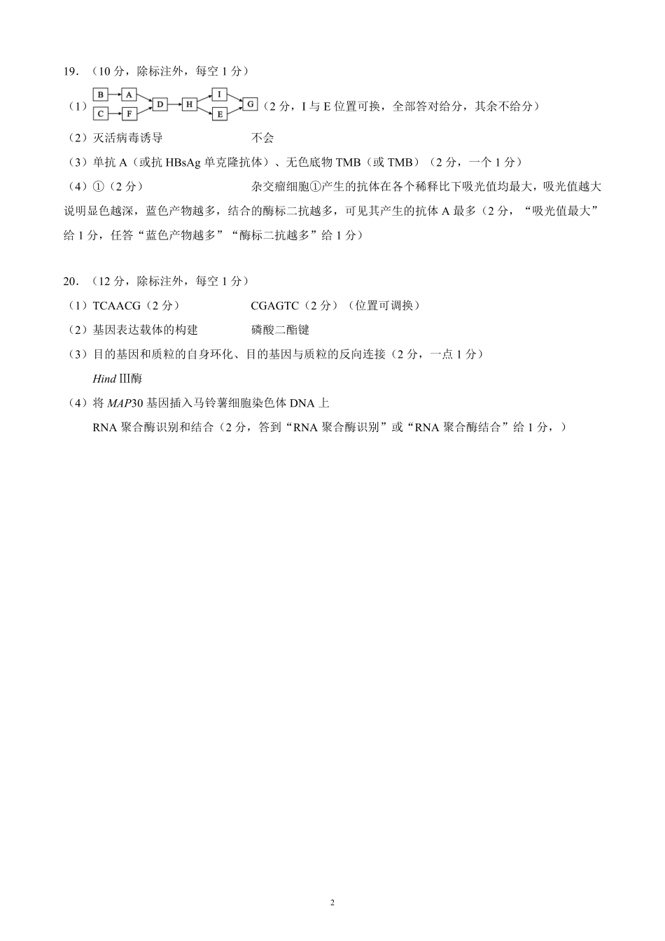 2024～2025学年度下期高中2023级期末考试生物学参考答案及评分标准.pdf_第2页