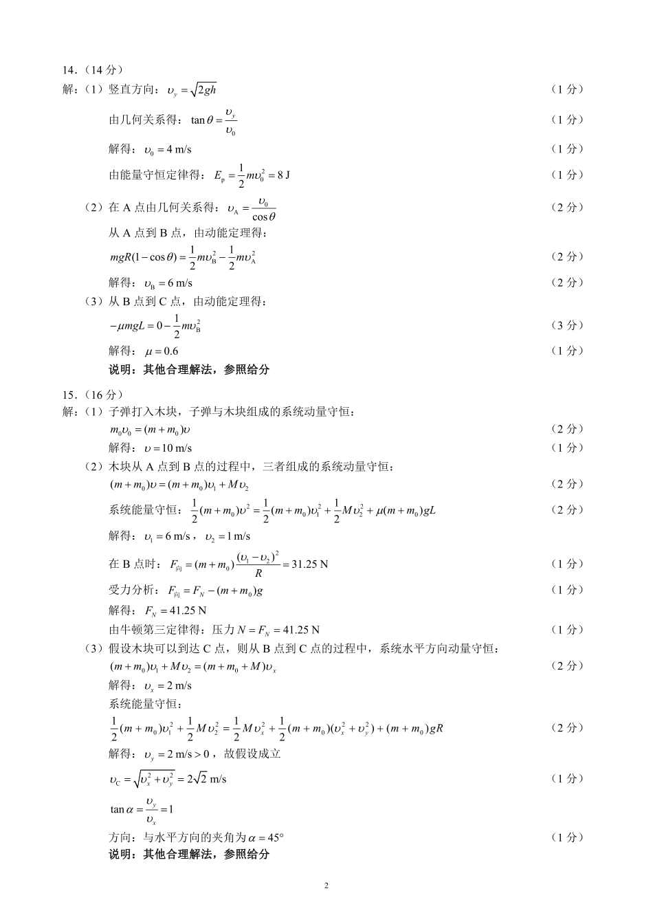 2024～2025学年度下期高中2024级期末考试物理参考答案及评分标准.pdf_第2页