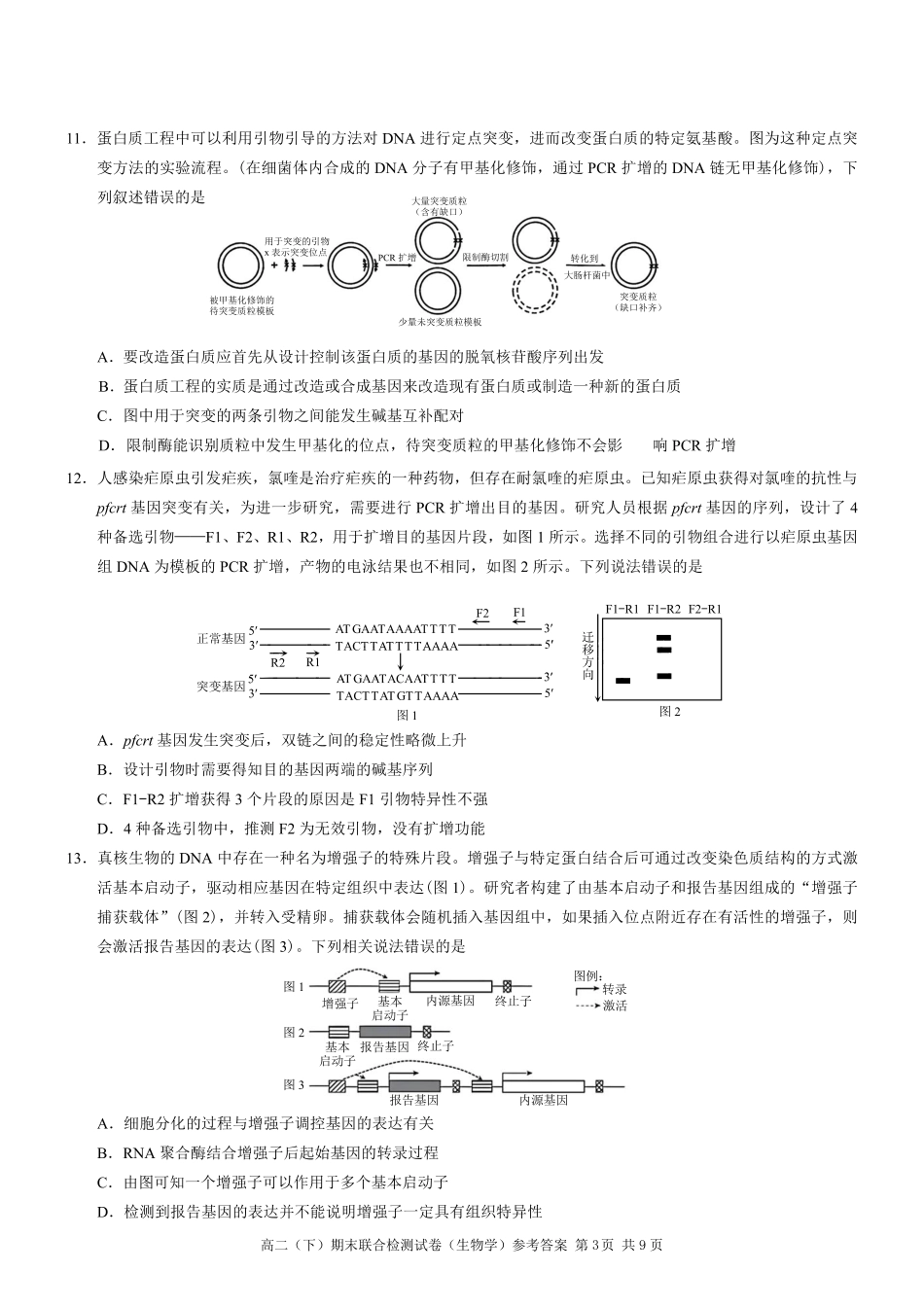 2025年重庆高二康德期末生物试卷及答案.pdf_第3页