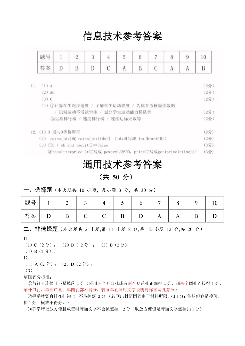 技术试题卷答案｜（高二）25年6月温州学考模拟【浙江卷】【高一高二学考】浙江省2025年6月温州市普通高中学业水平模拟测试（6.11-6.12）.pdf_第1页