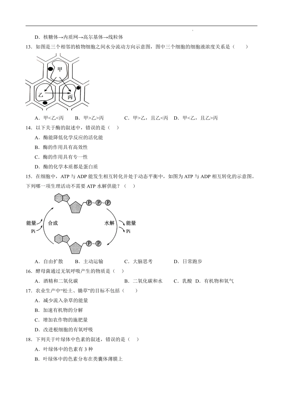 江苏省2025年普通高中学业水平合格性考试生物仿真模拟卷02（考试版).pdf_第3页