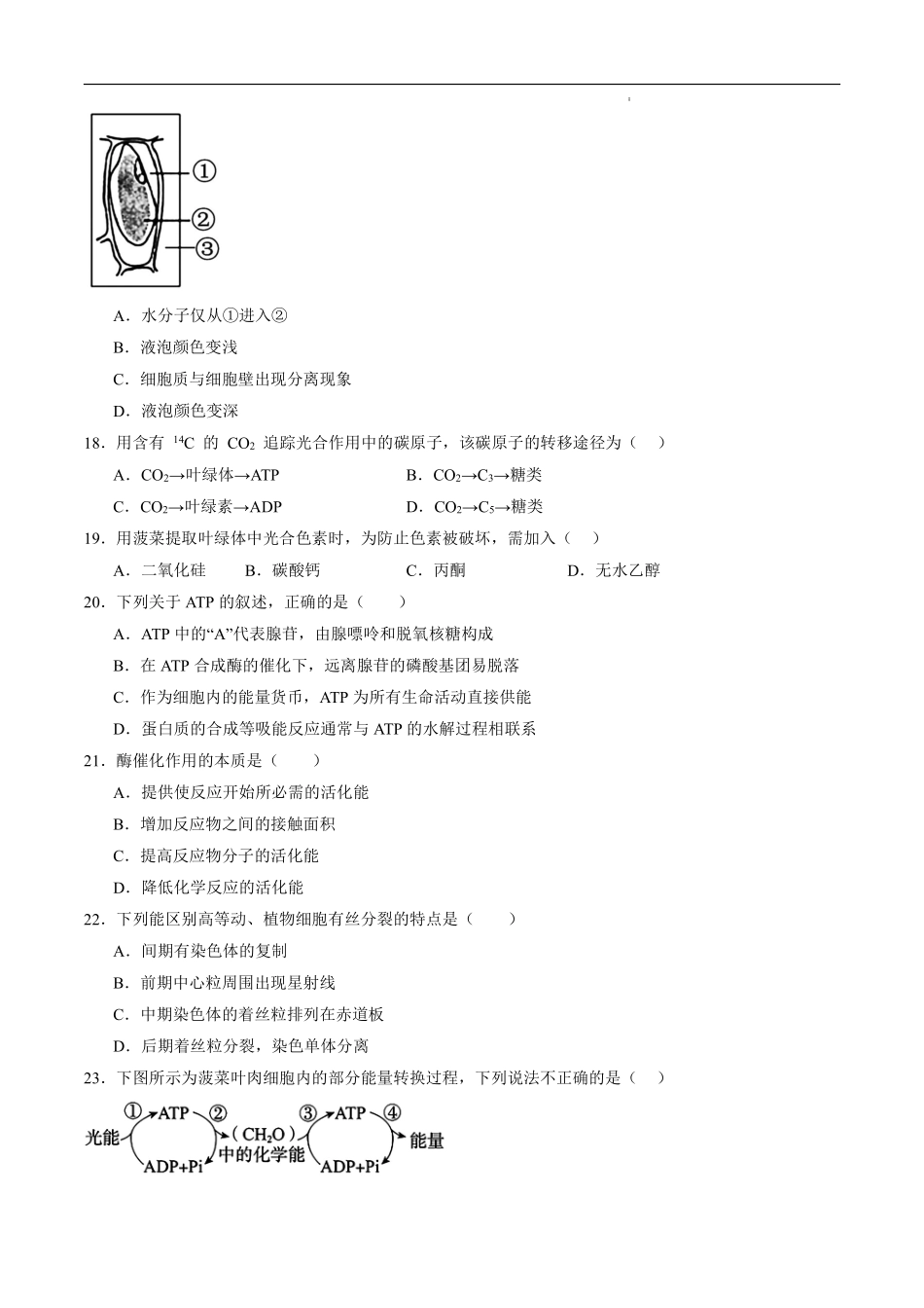 江苏省2025年普通高中学业水平合格性考试生物仿真模拟卷03（考试版).pdf_第3页